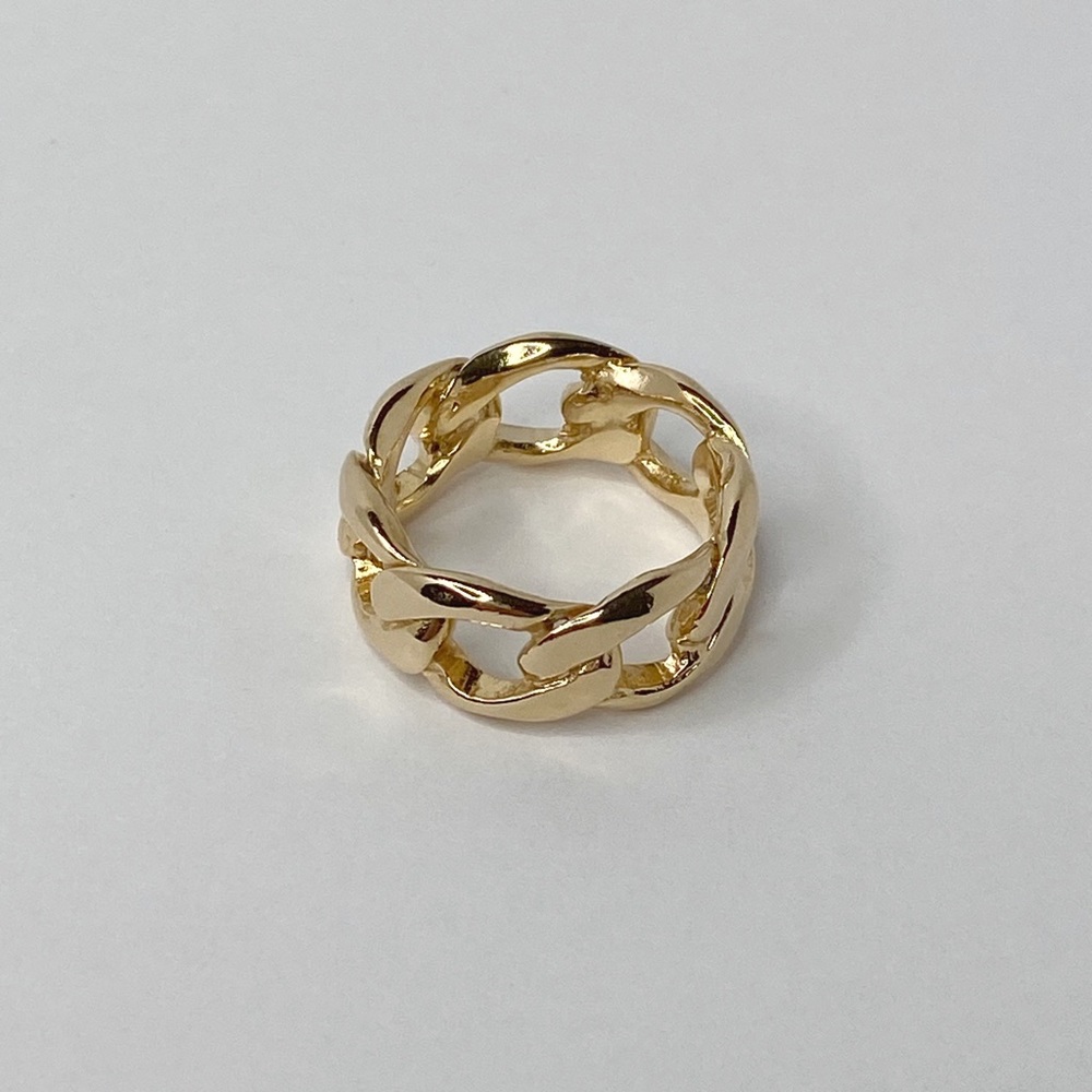 18K Gold Filled Thick Cuban Chunky Curb Statement Ring Size 8